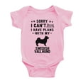 thumbnail image 1 of Sorry I Can't I Have Plans With My Swedish Vallhund Love Pet Dog Funny Baby Jumpsuits (Pink, 3-6 Months), 1 of 5