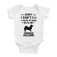 thumbnail image 1 of Sorry I Can't I Have Plans With My Swedish Vallhund Love Pet Dog Funny Baby Jumpsuits (White, 6-12 Months), 1 of 5