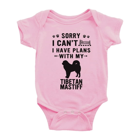 Sorry I Can't I Have Plans With My Tibetan Mastiff Love Pet Dog Cute Baby Jumpsuits (Pink, 3-6 Months)