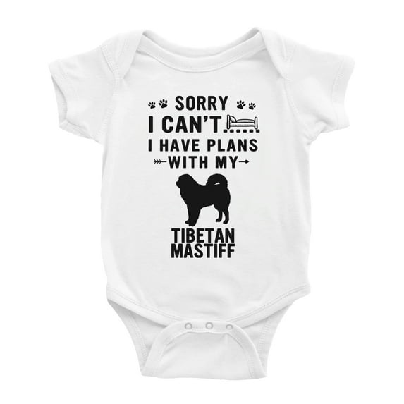 Sorry I Can't I Have Plans With My Tibetan Mastiff Love Pet Dog Cute Baby Jumpsuits (White, 18-24 Months)
