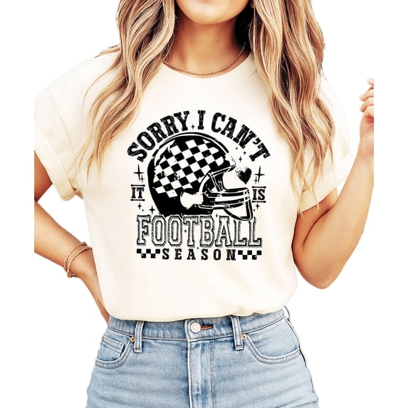 Sorry I Can't It Is Football Season Shirt for Women and Teens Funny Sports Tee Ivory Shirt Adult 2X-Large