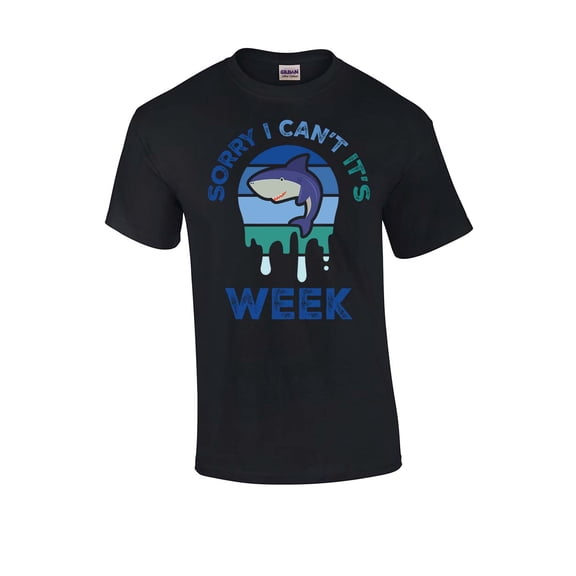 Sorry I Can't It's Shark Week Unisex Adult Short Sleeve T-shirt-Black-medium
