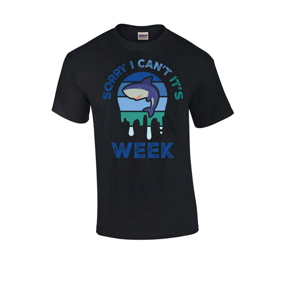 Sorry I Can't It's Shark Week Unisex Adult Short Sleeve T-shirt-Black-xxxl