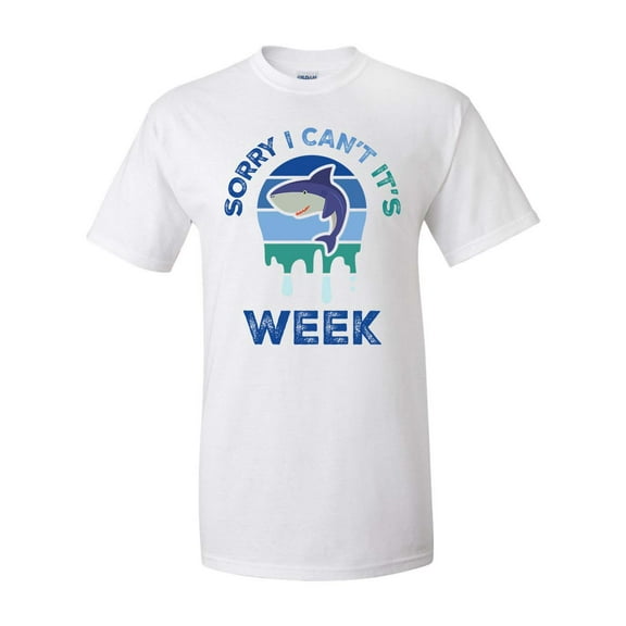 Sorry I Can't It's Shark Week Unisex Adult Short Sleeve T-shirt-White-medium