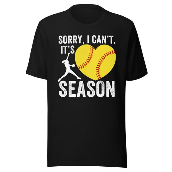 Sorry I Can't Its Softball Season Shirt, Unisex, Funny Softball Player Shirt, Softball Mom, Softball Dad, Funny Softball Shirt (Black, 2XL)