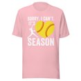 thumbnail image 1 of Sorry I Can't Its Softball Season Shirt, Unisex, Funny Softball Player Shirt, Softball Mom, Softball Dad, Funny Softball Shirt (Pink, XL), 1 of 1