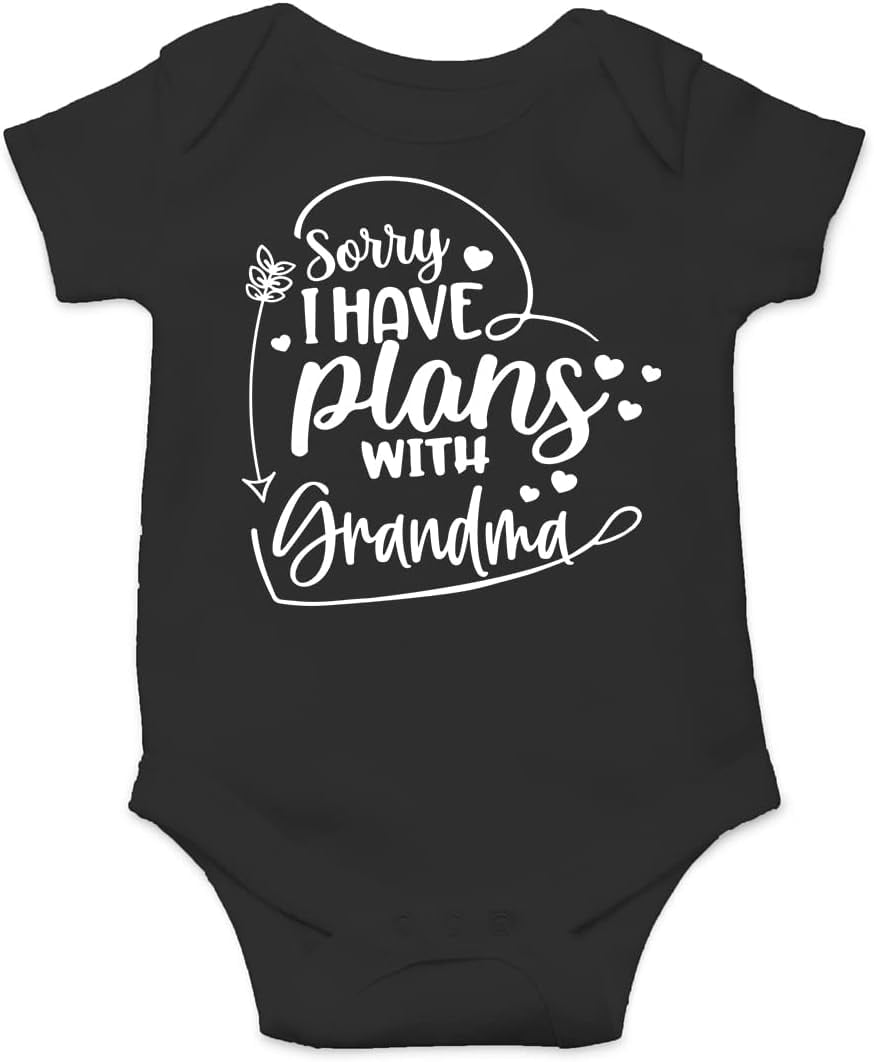 Sorry I Have Plans With Grandma Baby Bodysuit Funny Adorable Newborn(02)