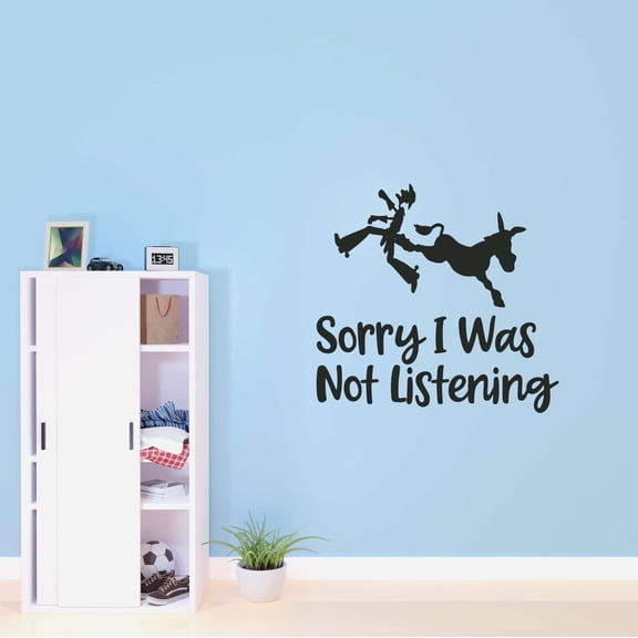 Sorry I Was Not Listing Jack Ass Kicking Cowboy Cowboys Roping Horse Chaps Rodeo Horse Pony Bull Steer Stallion Roper Holiday Gift Decorating Ideas Bedroom Wall Decal Sticker - Size: 30 In X 27 In