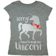 thumbnail image 1 of Sorry! I have to walk my Unicorn Little Girl's T-Shirt - Small (6-6X), 1 of 4