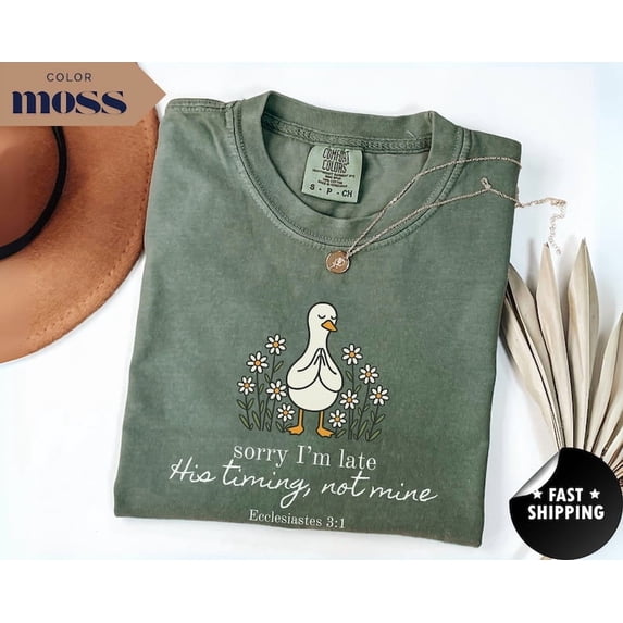 Sorry I'm Late Bible Verse Shirt, Funny Late Church Shirt, Daisy Flower Cute Funny Religious Tee, Funny Minimalist Shirt Floral Tee
