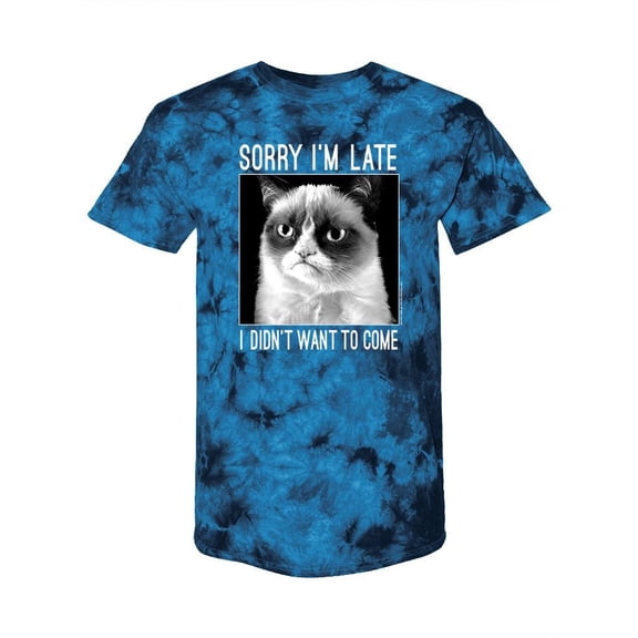 Sorry I'm Late, Grumpy Cat Tie-Dye Crystal Men -, Male x-Large