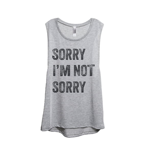Sorry I'm Not Sorry Women's Fashion Sleeveless Muscle Workout Yoga Tank Top Sport Grey 2X-Large