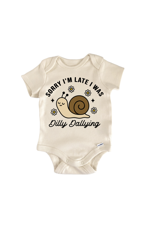 Sorry Late Dilly Dally Snail - Baby Bodysuit