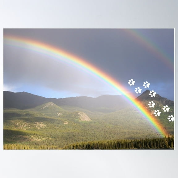 Sorry For Your Loss For A Pet Going Over The Rainbow Bridge - Pet Loss | Rainbow Over The Mountains Poster Wall Art, Modern Wall Decor For Living Room Bedroom, 8x12 UNFRAMED