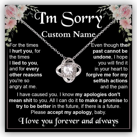I'M Sorry Necklace For Her, Im Sorry For Hurting You, Forgive Me Her, I Love You I'M Sorry Necklace, Apologize Necklace For Wife Girlfriend Soulmate#1174, Gold Love Knot Necklace