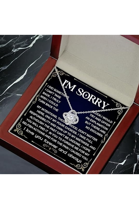 I'm Sorry Necklace For Her with Message Card and LED Box, Forgive Me Gifts For Her, I'm Sorry For Hurting You Neckace, Apologize Gift For Wife Girlfriend Soulmate