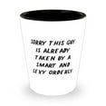 thumbnail image 1 of Sorry This Guy Is Already Taken by a Smart and Sexy Orderly. Shot Glass, Husband Present From Wife, Nice Ceramic Cup For Husband, 1 of 1