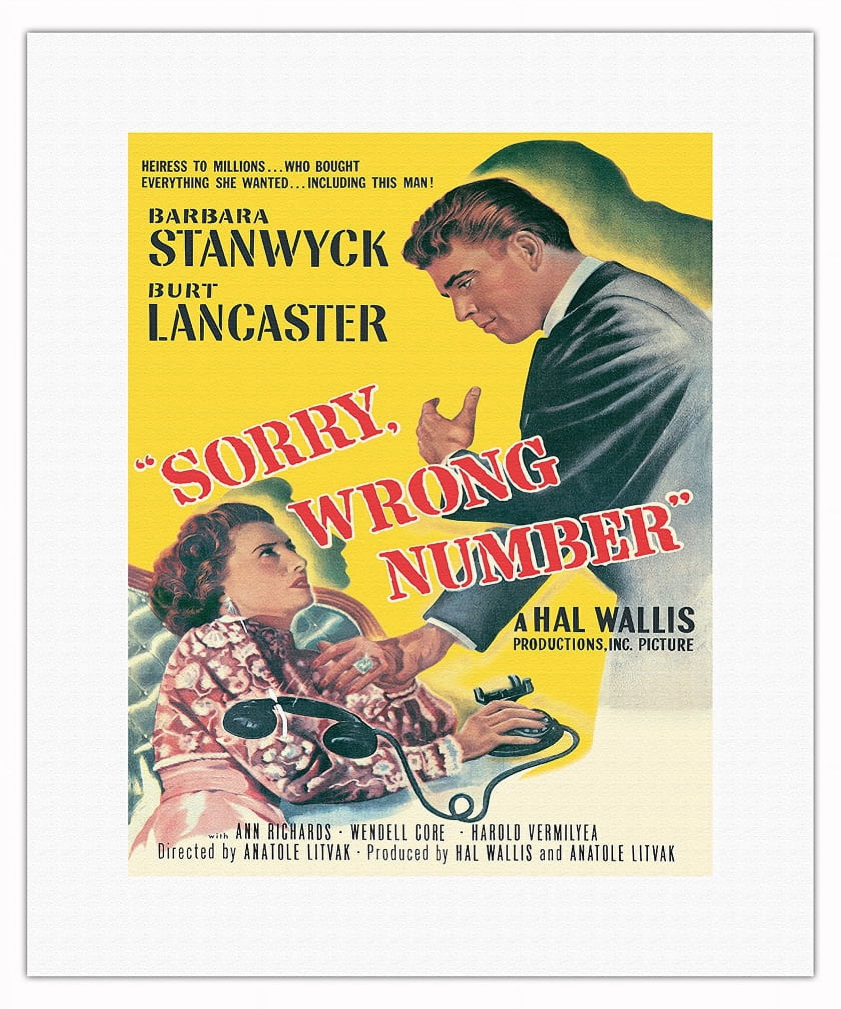 Sorry Wrong Number - Starring Barbara Stanwyck Burt Lancaster - Vintage ...