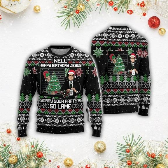 Sorry You Party so Lame Ugly Sweater, the Office Christmas Sweater, Michael Scott Ugly Xmas Sweater, Christmas Tv Show Sweater