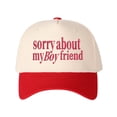thumbnail image 1 of Sorry about my Boyfriend Letter Embroidered Color Block Trucker Hat Unisex Adjustable Cotton Breathable Fashion Cap for Travel Daily Wear, 1 of 11