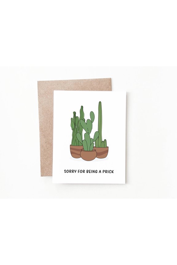 Sorry for Being a Prick Greeting Card  Cute Cactus Design  Perfect Apology Card with Envelope  Humorous Blank Inside for Personal Messages