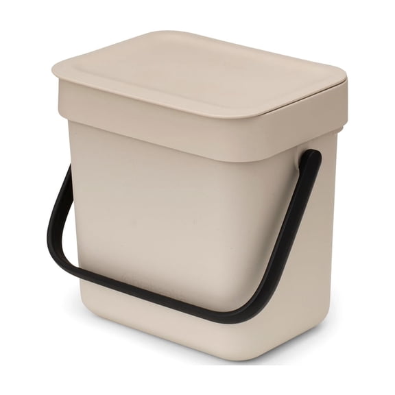 Brabantia Sort & Go Food Waste Caddy, 0.8 Gallon (3 Liter) Soft Beige