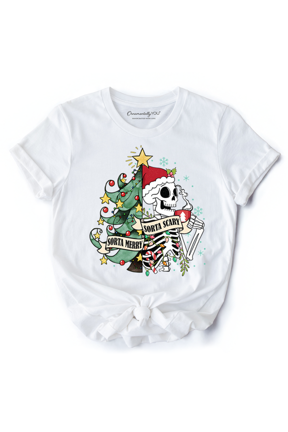 Sorta Merry Christmas Skeleton, Sarcastic Holiday Tee