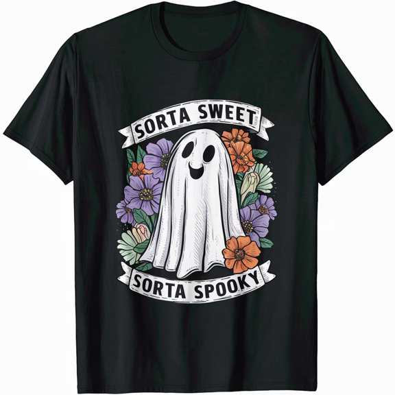 Sorta Sweet Sorta Spooky Floral Ghost Tee