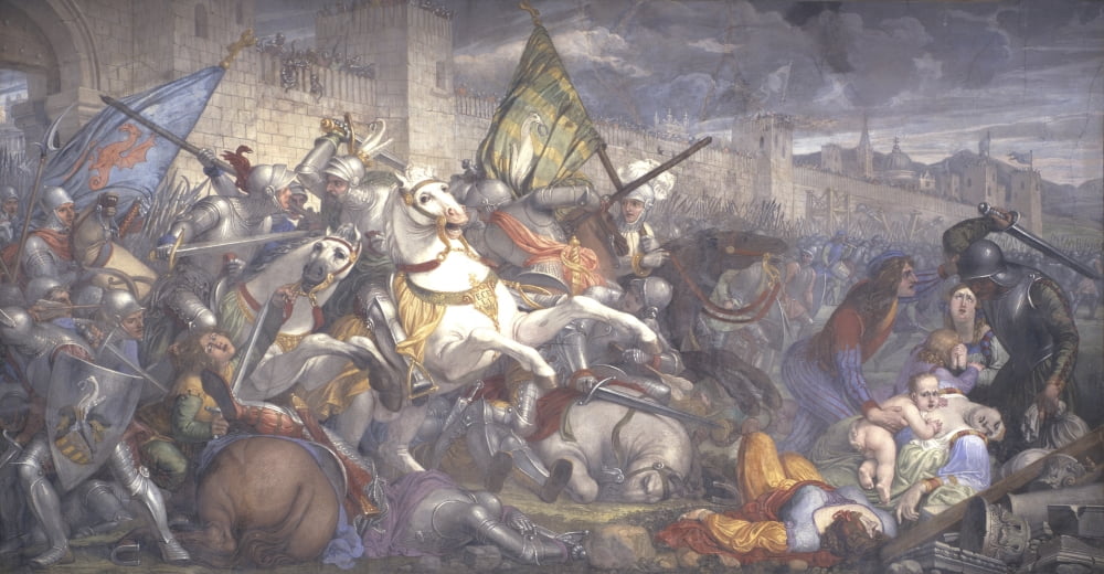 Sortie Of The Bellunese Army Against Ezzelino Canvas Art - (24 x 18)