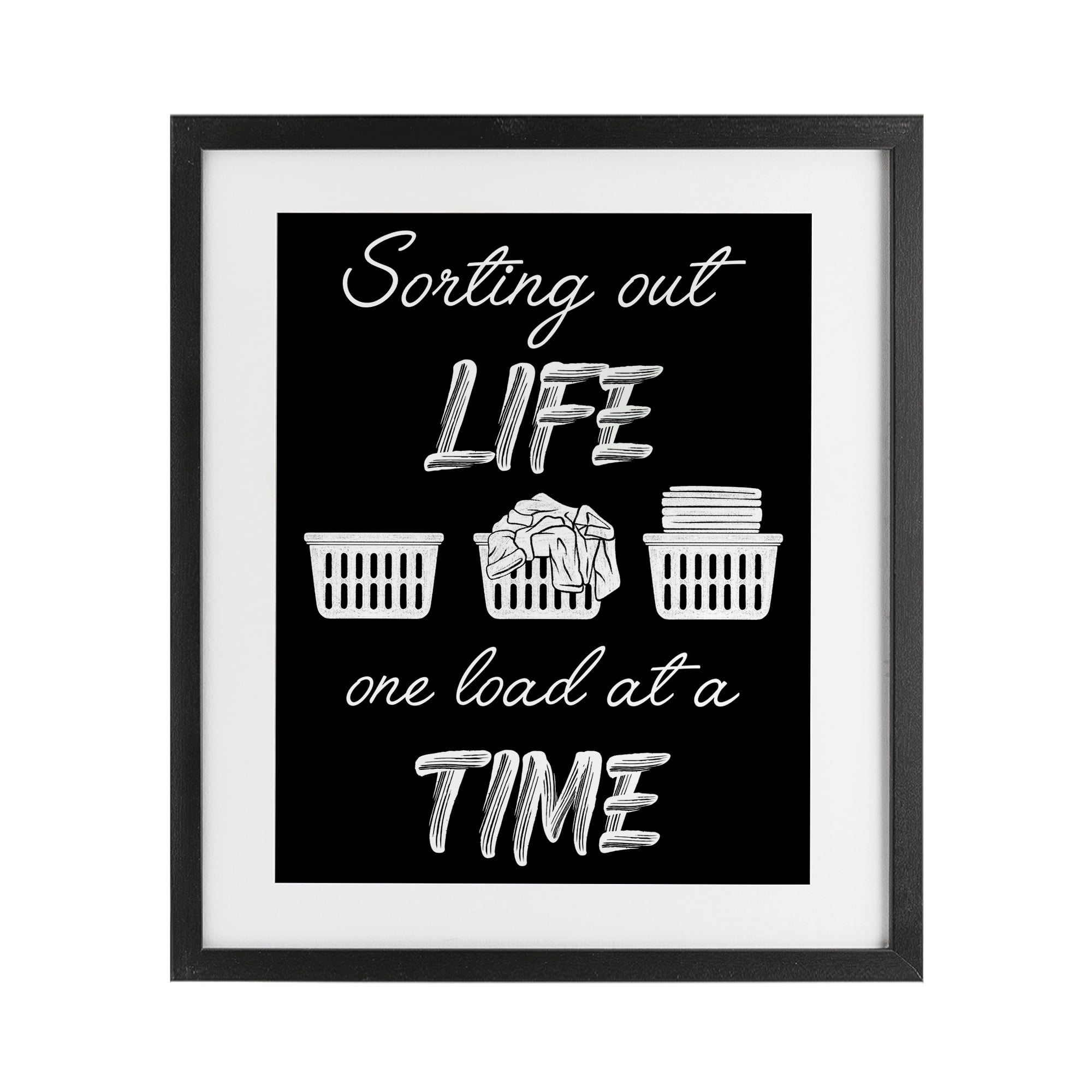 Sorting Out Life Laundry Black Framed Print Under Glass, design by Marcus Prime