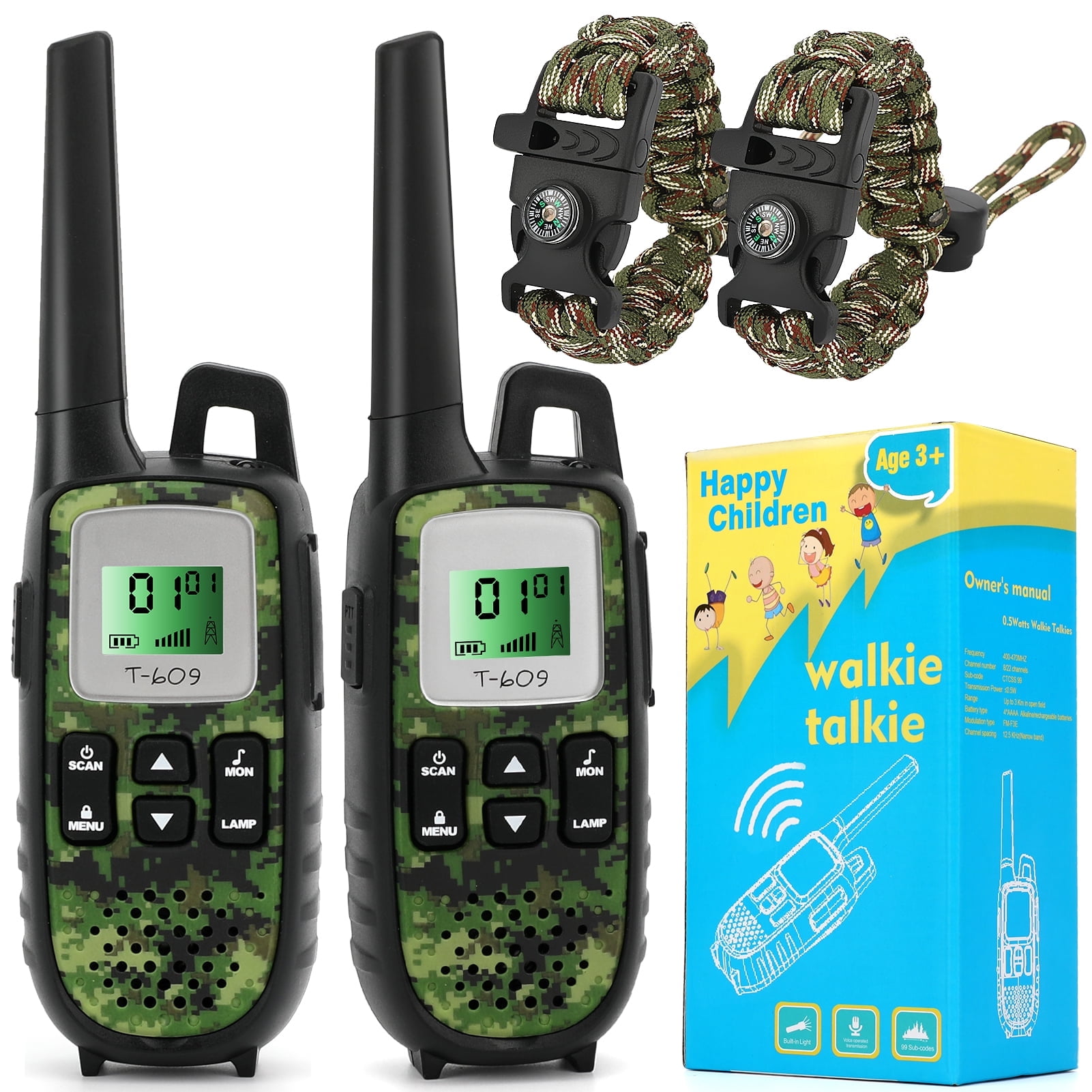 Flybay Walkie Talkies for Kids 22 Channel 2 Way Radio 3 KM Long Range Handheld Walkie Talkies Toys, Christmas Birthday Gifts for 3 4 5 6 7 8 Years Old Boys for Adventure Game Camping