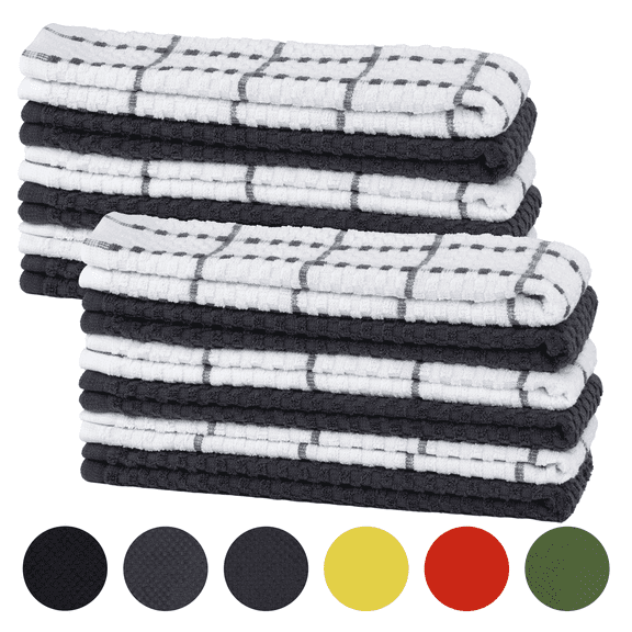 Sortora Kitchen Towels 100% Cotton, Super Soft and Absorbent Quick Drying Dish Towels for Kitchen ,Kitchen Towels Set, 15 x 25", Great for Cooking in Kitchen or Household Cleaning, 12 Pack, Grey
