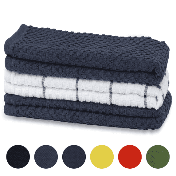 Sortora Kitchen Towel 100% Cotton, Super Soft and Absorbent Quick Drying Dish Towels for Kitchen,Dish Cloth for Wash Dish ,Kitchen Towels Set, 15 x 25 Inches, 3 Pack,Dark blue