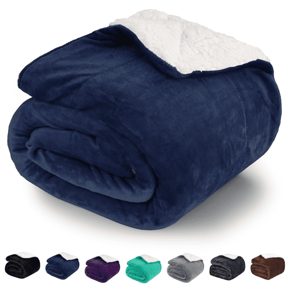 Sortora Sherpa Twin Blanket, Blue Ultra Soft Fluffy Plush & Thick Sherpa Blanket for Bed Couch Office, Washable Reversible Lightweight Blanket for Cold Winter, 60"x80"