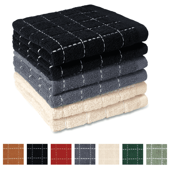 Sortora Kitchen Dish Cloths 100% Cotton, Super Soft Absorbent Dish Towels, Dish Rags for Washing Dishes and Cleaning, Reusable Kitchen Cloths 6 Pack, 12 x 12 Inches