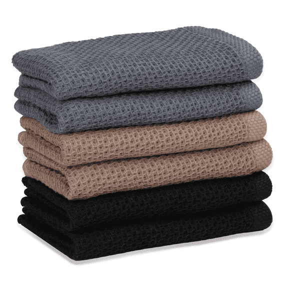 Sortora Dish Cloths, 6-Pack 100% Cotton Dish Towels Ultra Absorbent Quick Dry, Reusable Kitchen Towels, 12 x 12 Inches Soft Wash Cloths for Washing Dishes, Mixed Color
