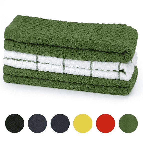 Sortora Kitchen Towels 100% Cotton, Super Soft and Absorbent Quick Drying Dish Towels for Kitchen ,Kitchen Towels Set, 15 x 25", Great for Cooking in Kitchen or Household Cleaning, 3 Pack, Green