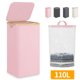 thumbnail image 1 of Sortora Laundry Hamper with Lid, 110L Large Laundry Basket with Removable Bag, Collapsible Tall Laundry Bin, Dirty Clothes Hamper for Laundry Room, Bathroom, Bedroom, Dorm, Pink, 1 of 6