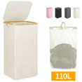 thumbnail image 1 of Sortora Laundry Hamper with Lid, 110L Large Laundry Basket with Removable Bag, Collapsible Tall Laundry Bin, Dirty Clothes Hamper for Laundry Room, Bathroom, Bedroom, Dorm, Beige, 1 of 6