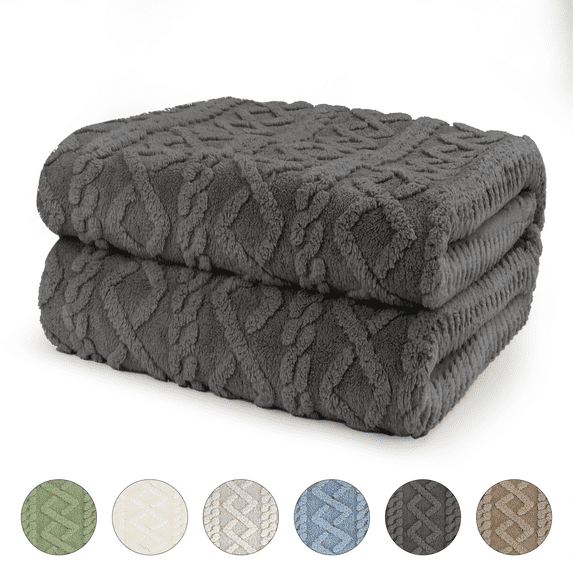 Sortora Gray Throw Blanket, Twin Size Plush Fluffy Couch Blanket, Soft Lightweight Cozy Bed Blankets for All Seasons - 280GSM Double-Sided 3D Knit, Machine Washable, 60"x80"