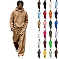 thumbnail image 1 of Sorvello Men's 2 Piece Fashion Tracksuit Loose Fit Hoodie Top Wide Leg Pants Streetwear Outfit For All Season Daily Casual Home Outdoor Wear Army Green L, 1 of 10