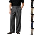 thumbnail image 1 of Sorvello Men's Business Casual Dress Pants Stretch Wrinkle Resistant Cotton Linen Golf Trousers Work Office Travel Loose Fit Comfortable Dark Blue XXL, 1 of 9