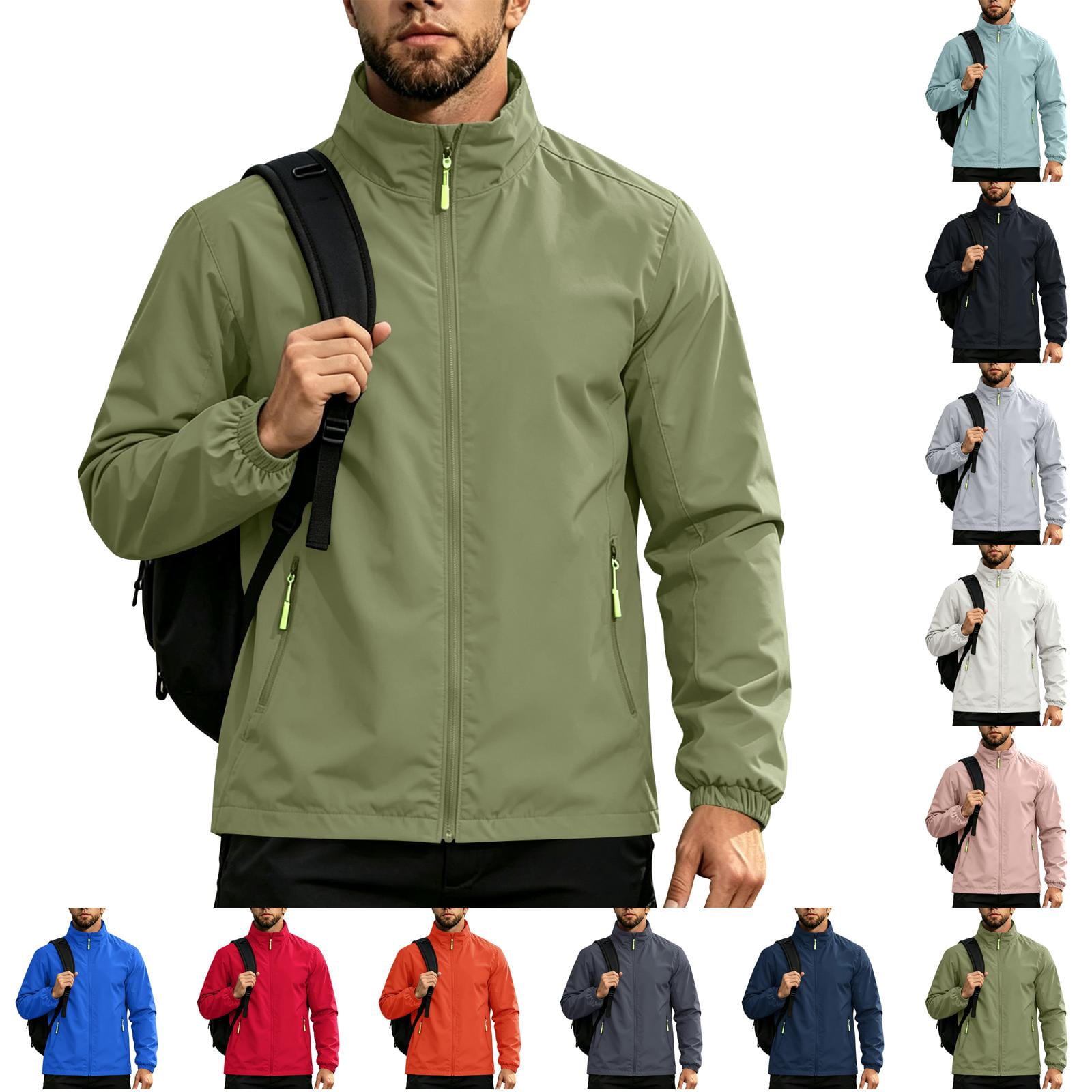 Sorvello Men's Lightweight Outdoor Shell Jacket Semi‑Gloss Polyester ...