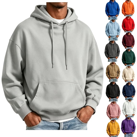Sorvello Men's Sherpa Hoodie Cottn Fleece Oversized Drawstring Hooded Sweatshirt Oversize, Vintage, Running, Warm, Fall Winter Pullover Top Black XL