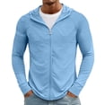 thumbnail image 1 of Sorvello Mens Lightweight Sun Protection Jacket Full Zip Hooded Long Sleeve Breathable Outdoor Riding Fishing Hiking Top Blue L, 1 of 9