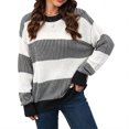 thumbnail image 1 of Sorvello Sweaters for Womens Oversized Sweaters Lightweight Knit Color Block Pullover Sweater Fall Winter Black L, 1 of 5