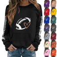 thumbnail image 1 of Sorvello Women's Football Graphic Sweatshirt Game Day Pullover Soft Breathable Cozy Long Raglan Sleeve Streetwear Fall Casual Athletic Top for Women Navy M, 1 of 7