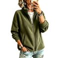 thumbnail image 1 of Sorvello Women's Lightweight Fleece Lined Jacket, Long Sleeve Casual Fall Outerwear With Pockets Army Green L, 1 of 7