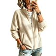 thumbnail image 1 of Sorvello Women's Lightweight Fleece Lined Jacket, Long Sleeve Casual Fall Outerwear With Pockets White L, 1 of 7