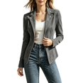 thumbnail image 1 of Sorvello Women’s Short Faux Suede Jacket Tailored Fit Notch Lapel Button Closure Structured Coat Gray XL, 1 of 6